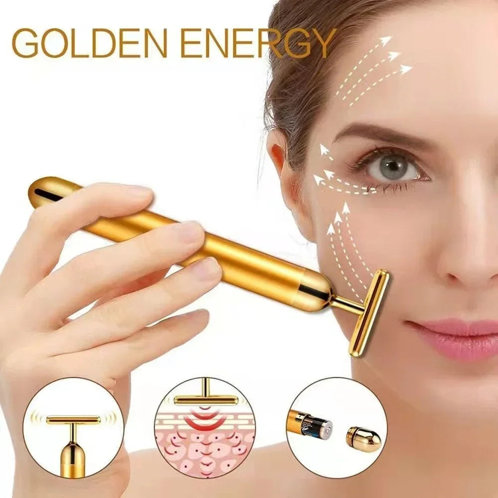 💛 24K Gold Gesichtsroller – T-Beauty Bar mit Vibration